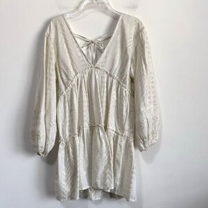 Blue Island Beach Dress Swim Cover XS‎ White Tie Back Boho Vacation Summer NEW